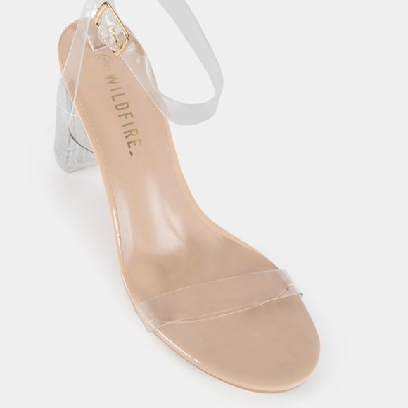 SOLD - Wildfire Regina Clear Block Heels Nude Sz 8/39 - Picture 5 of 9